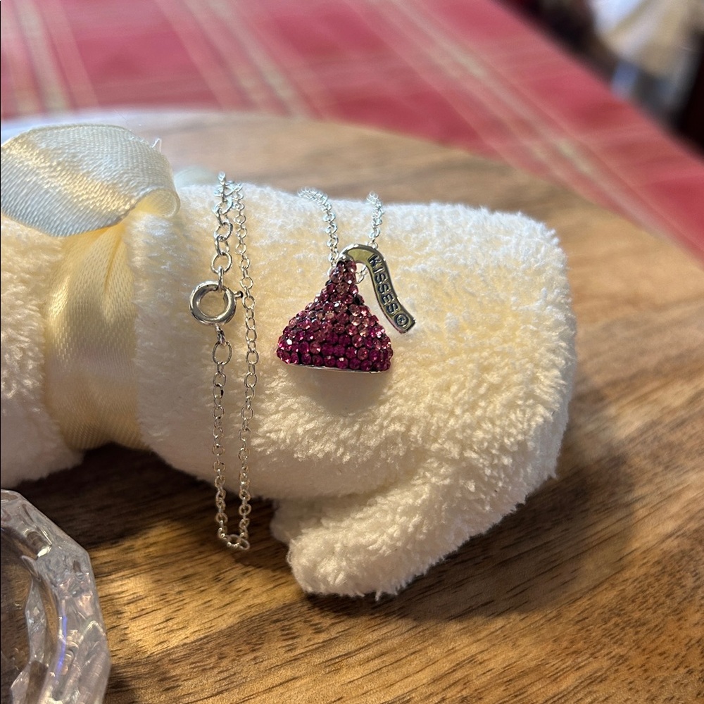 Hershey’s Kisses Vintage Silver Plated Brass Pink Crystal Pendant Bundle Trinket